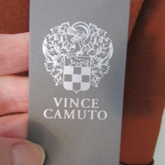 VINCE CAMUTO Rust Brown Cowl Neck Dress--Cuffed Sleeves--Size M/Medium- -NWT's - Picture 2 of 6